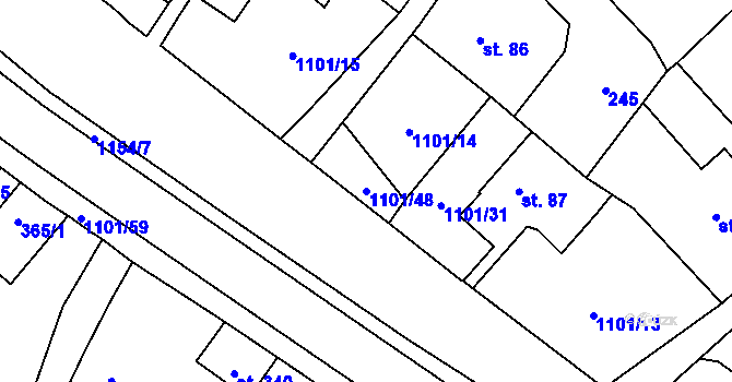 Parcela st. 1101/48 v KÚ Bílá Třemešná, Katastrální mapa