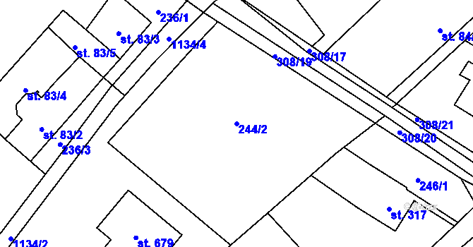 Parcela st. 244/2 v KÚ Bílá Třemešná, Katastrální mapa