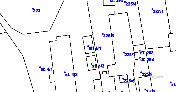 Parcela st. 4/4 v KÚ Bílá Voda u Javorníka, Katastrální mapa