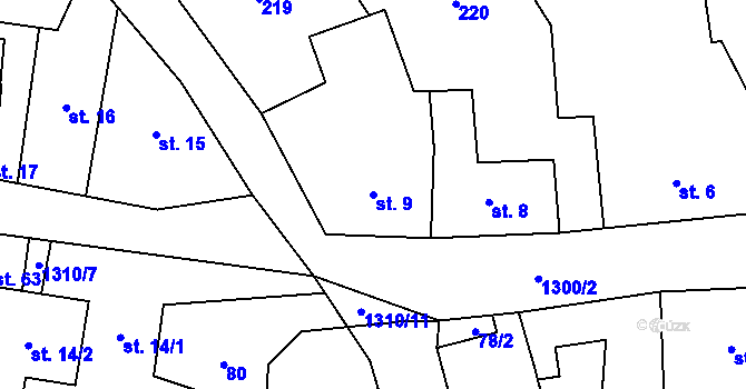 Parcela st. 9 v KÚ Bílá Voda u Javorníka, Katastrální mapa