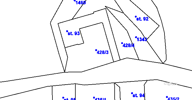 Parcela st. 428/3 v KÚ Bílá Voda u Javorníka, Katastrální mapa