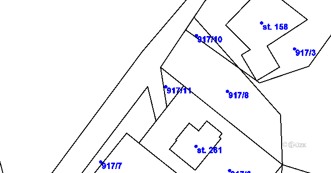Parcela st. 917/11 v KÚ Bílá Voda u Javorníka, Katastrální mapa