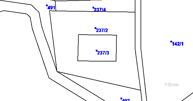 Parcela st. 237/3 v KÚ Kamenička u Bílé Vody, Katastrální mapa