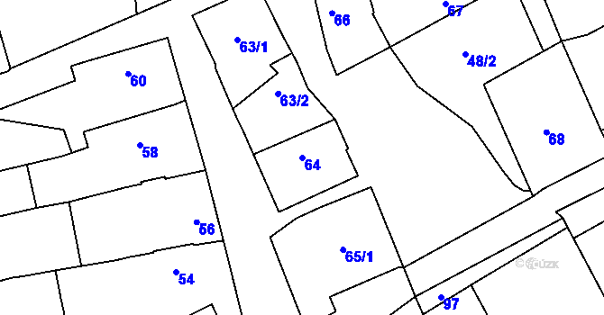 Parcela st. 64 v KÚ Bílany, Katastrální mapa