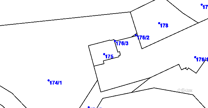 Parcela st. 175 v KÚ Bílany, Katastrální mapa