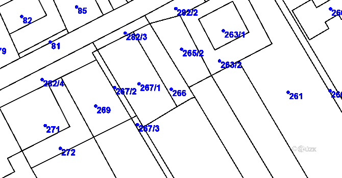 Parcela st. 266 v KÚ Bílany, Katastrální mapa