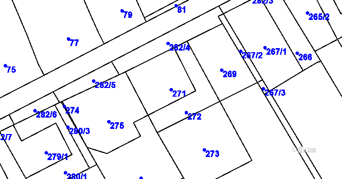 Parcela st. 271 v KÚ Bílany, Katastrální mapa