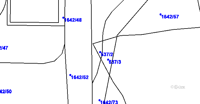 Parcela st. 537/2 v KÚ Bílany, Katastrální mapa