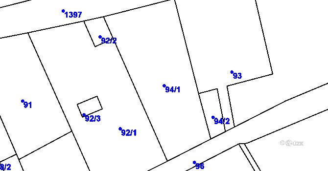 Parcela st. 94/1 v KÚ Bílany, Katastrální mapa
