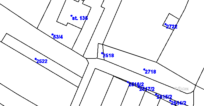 Parcela st. 2518 v KÚ Bílavsko, Katastrální mapa