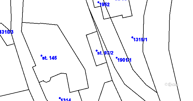 Parcela st. 97/2 v KÚ Bílčice, Katastrální mapa