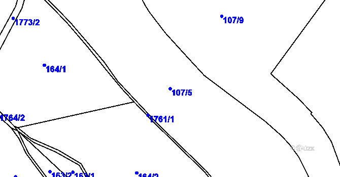 Parcela st. 107/5 v KÚ Bílčice, Katastrální mapa