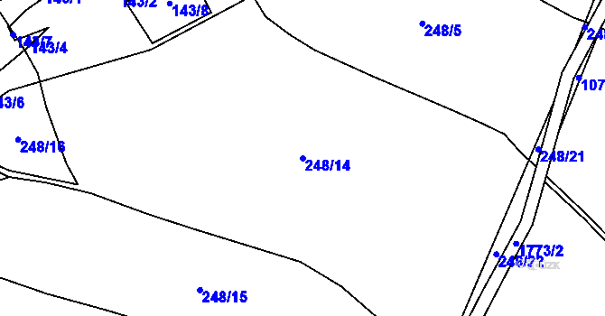 Parcela st. 248/14 v KÚ Bílčice, Katastrální mapa
