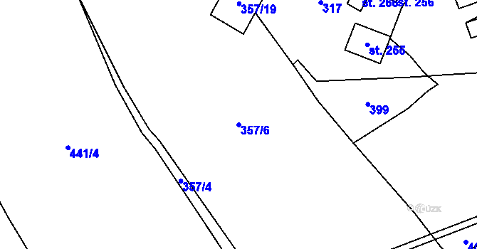Parcela st. 357/6 v KÚ Bílčice, Katastrální mapa