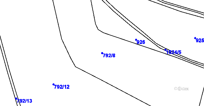 Parcela st. 792/8 v KÚ Bílčice, Katastrální mapa