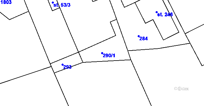 Parcela st. 290/1 v KÚ Bílé Podolí, Katastrální mapa