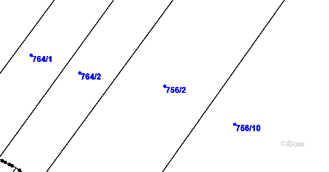 Parcela st. 756/2 v KÚ Bílé Podolí, Katastrální mapa