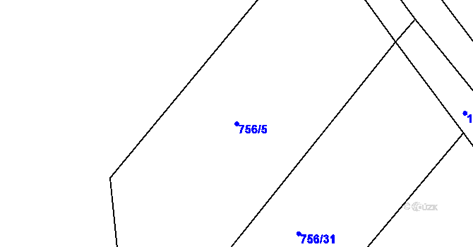 Parcela st. 756/5 v KÚ Bílé Podolí, Katastrální mapa