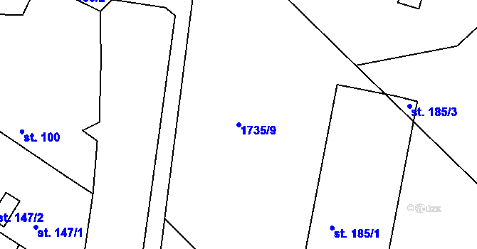 Parcela st. 1735/9 v KÚ Bílé Podolí, Katastrální mapa