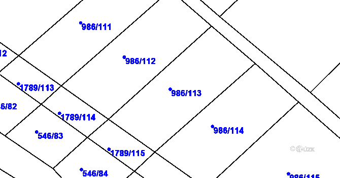 Parcela st. 986/113 v KÚ Bílé Podolí, Katastrální mapa