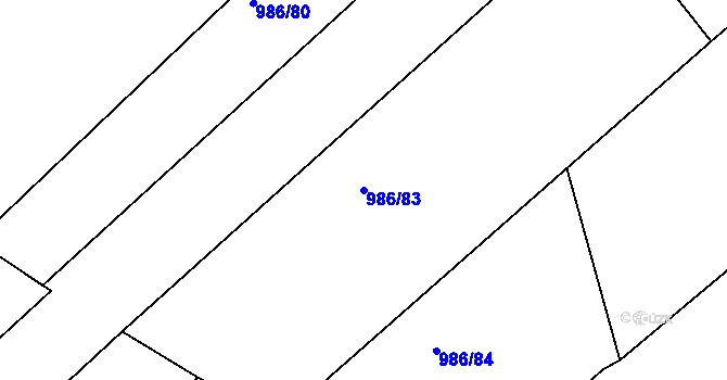 Parcela st. 986/83 v KÚ Bílé Podolí, Katastrální mapa