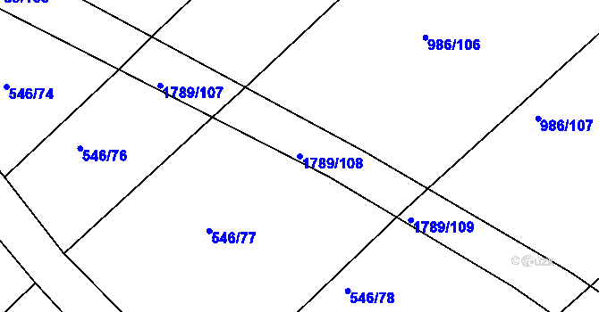 Parcela st. 1789/108 v KÚ Bílé Podolí, Katastrální mapa