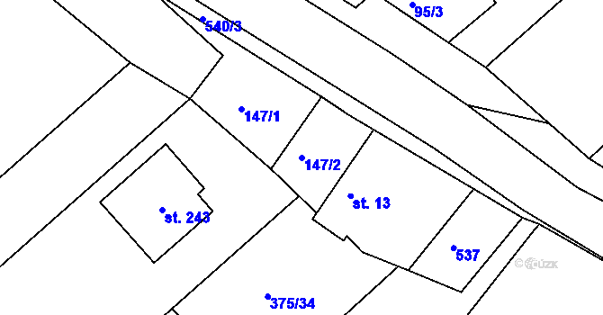 Parcela st. 147/2 v KÚ Brambory, Katastrální mapa