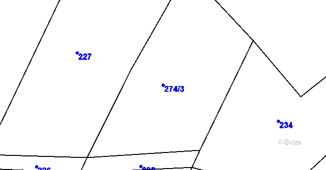 Parcela st. 274/3 v KÚ Brambory, Katastrální mapa
