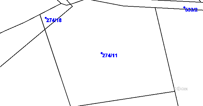Parcela st. 274/11 v KÚ Brambory, Katastrální mapa