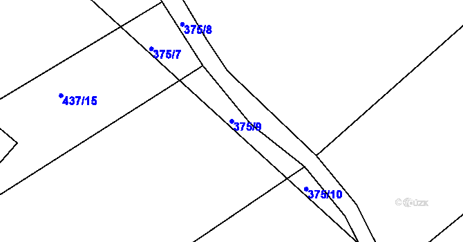 Parcela st. 375/9 v KÚ Brambory, Katastrální mapa