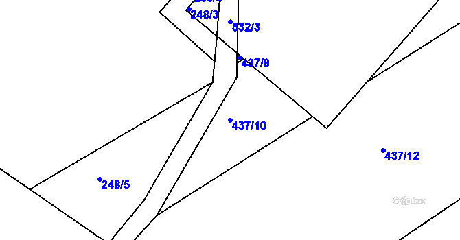 Parcela st. 437/10 v KÚ Brambory, Katastrální mapa