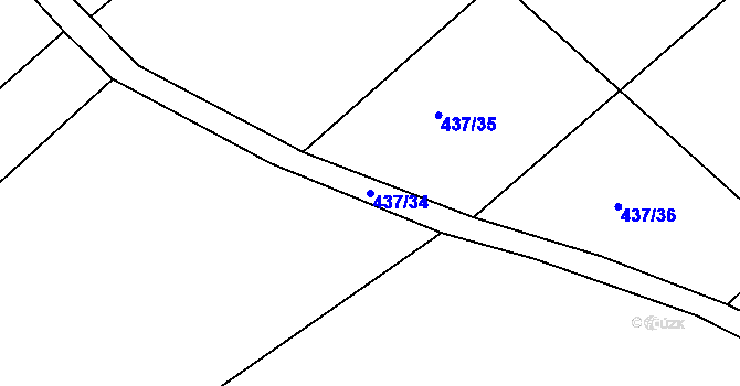 Parcela st. 437/34 v KÚ Brambory, Katastrální mapa