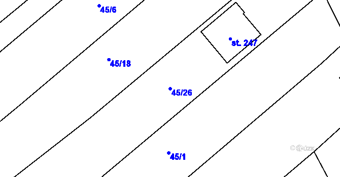 Parcela st. 45/26 v KÚ Brambory, Katastrální mapa