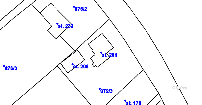 Parcela st. 201 v KÚ Brambory, Katastrální mapa