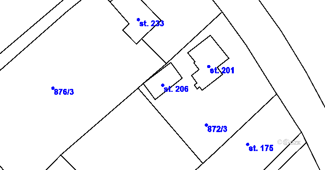 Parcela st. 206 v KÚ Brambory, Katastrální mapa