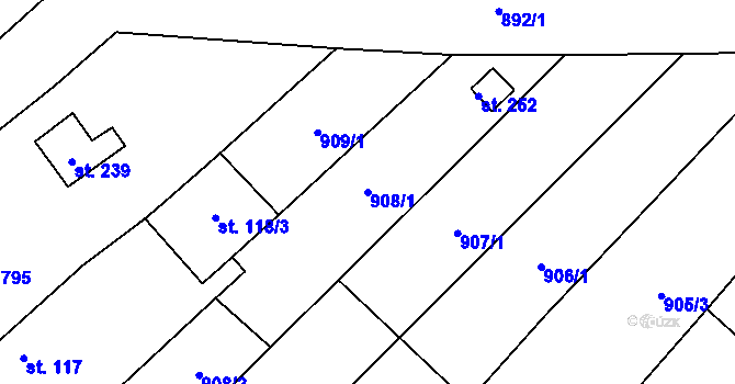 Parcela st. 908/1 v KÚ Brambory, Katastrální mapa