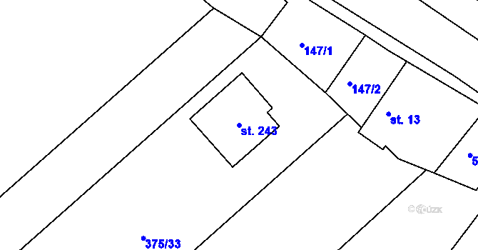Parcela st. 243 v KÚ Brambory, Katastrální mapa