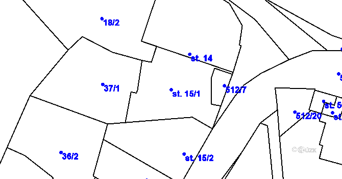 Parcela st. 15/1 v KÚ Lovčice, Katastrální mapa