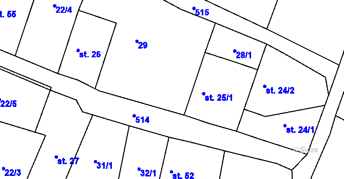 Parcela st. 25/2 v KÚ Lovčice, Katastrální mapa