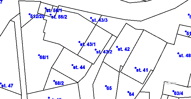 Parcela st. 43/2 v KÚ Lovčice, Katastrální mapa