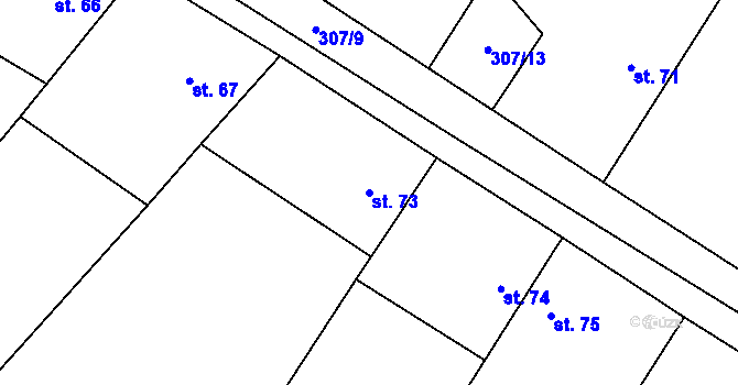 Parcela st. 73 v KÚ Lovčice, Katastrální mapa