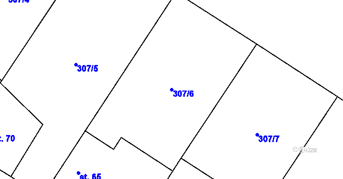 Parcela st. 307/6 v KÚ Lovčice, Katastrální mapa