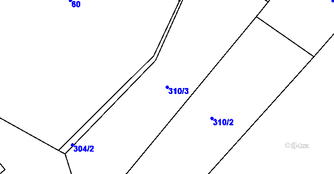 Parcela st. 310/3 v KÚ Lovčice, Katastrální mapa