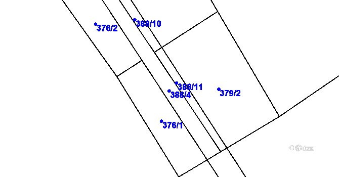 Parcela st. 388/4 v KÚ Lovčice, Katastrální mapa