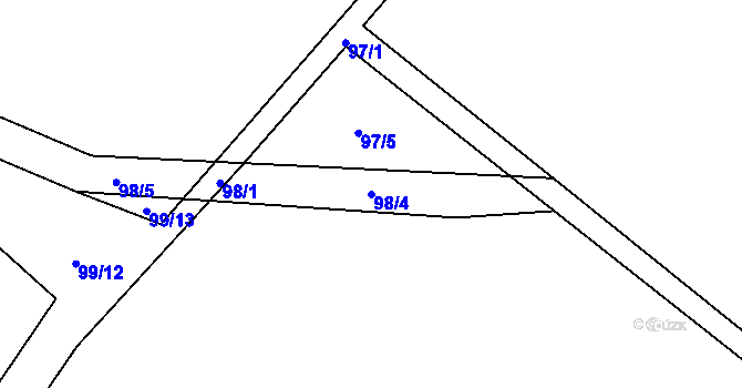 Parcela st. 98/4 v KÚ Lovčice, Katastrální mapa