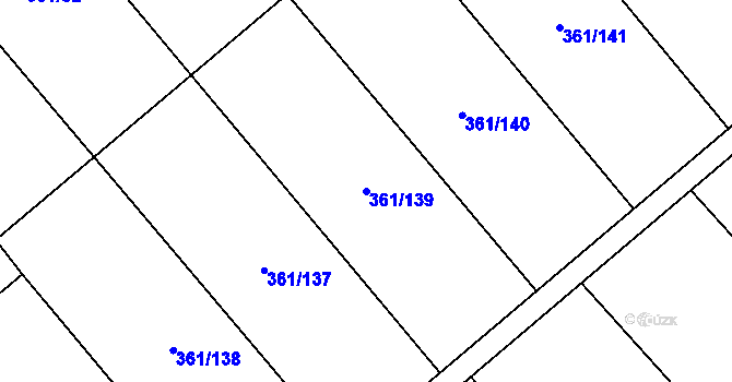 Parcela st. 361/139 v KÚ Lovčice, Katastrální mapa