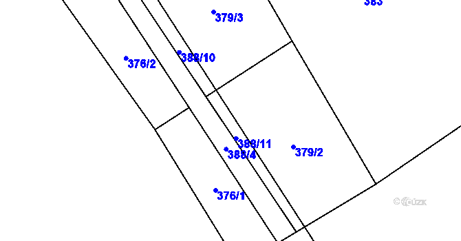 Parcela st. 388/11 v KÚ Lovčice, Katastrální mapa