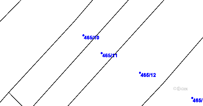 Parcela st. 465/11 v KÚ Lovčice, Katastrální mapa