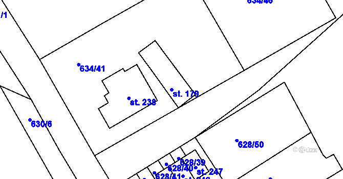 Parcela st. 179 v KÚ Semtěš u Bílého Podolí, Katastrální mapa