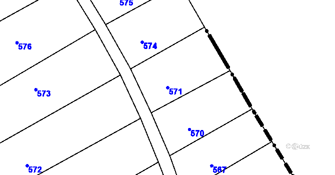 Parcela st. 571 v KÚ Semtěš u Bílého Podolí, Katastrální mapa